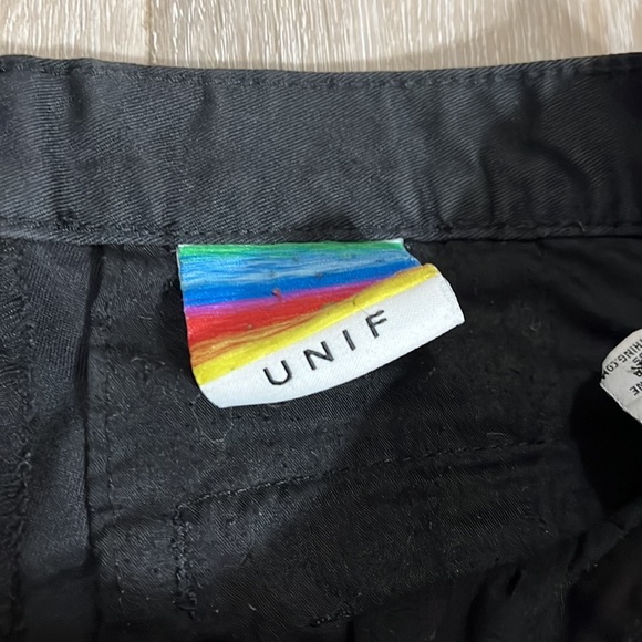 UNIF Black Crop Raw hem Straight Wide Leg Pants Size 29 - Picture 4 of 7